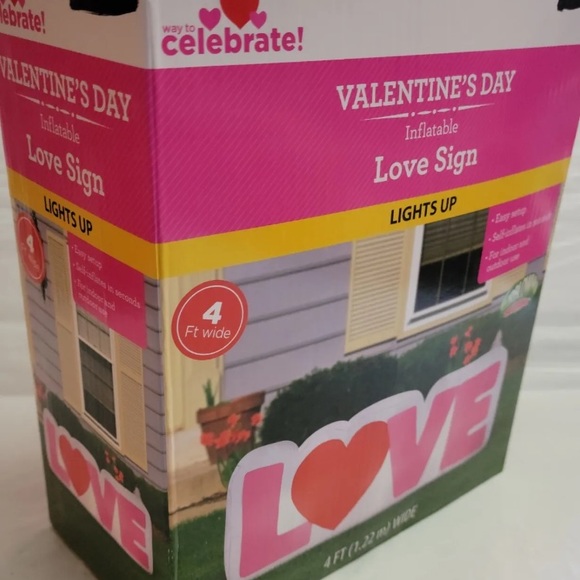 Way to Celebrate Airblown Inflatable Valentine Love Sign 4ft Light Up Wedding - Picture 4 of 6